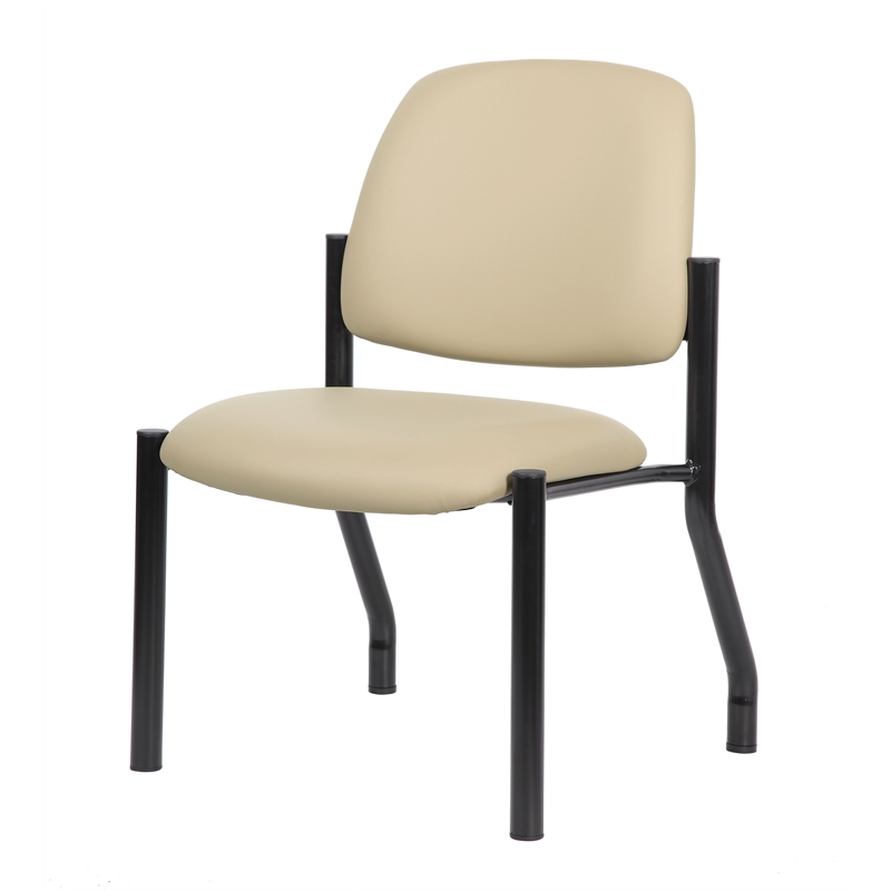 Scranton & Co Armless Vinyl Guest Side Chair with 300 lb. Capacity in Beige