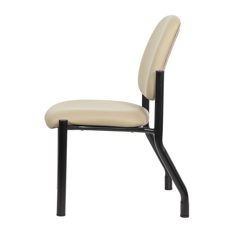 Scranton & Co Armless Vinyl Guest Side Chair with 300 lb. Capacity in Beige