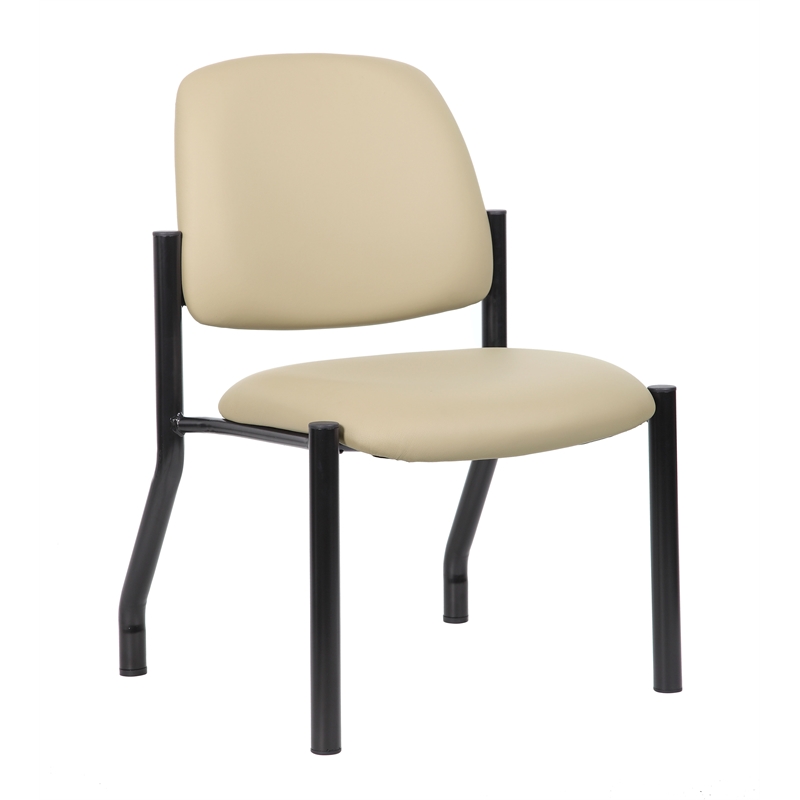 Scranton & Co Armless Vinyl Guest Side Chair with 300 lb. Capacity in Beige