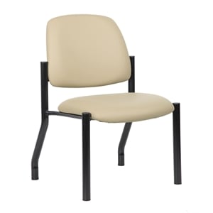 Scranton & Co Armless Vinyl Guest Side Chair with 300 lb. Capacity in Beige