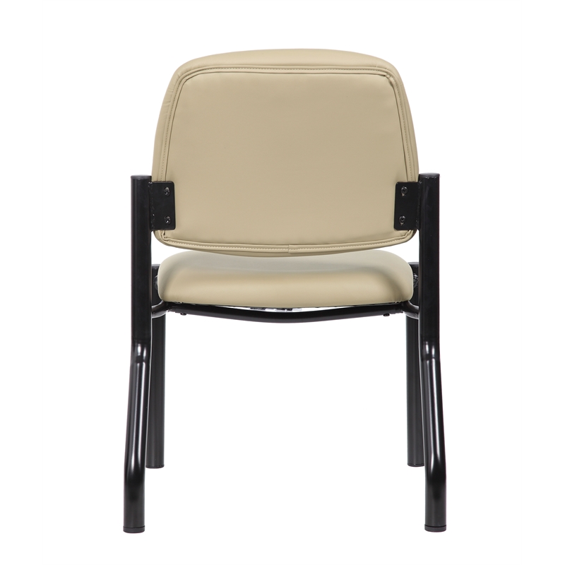 Scranton & Co Armless Vinyl Guest Side Chair with 300 lb. Capacity in Beige