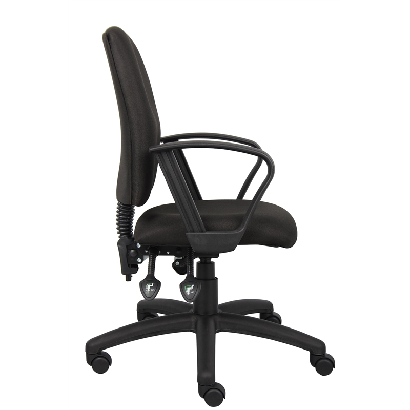 Scranton & Co Fabric Task Chair with Loop Arms and Back Angle Lock in Black