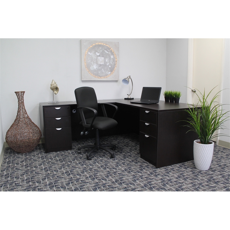 Scranton & Co Fabric Task Chair with Loop Arms and Back Angle Lock in Black