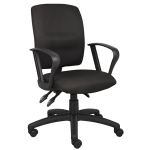 Scranton & Co Fabric Task Chair with Loop Arms and Back Angle Lock in Black