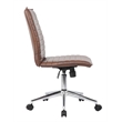 Scranton & Co Ribbed Vinyl Armless Task Chair with Chrome Base in Brown