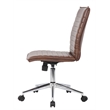 Scranton & Co Ribbed Vinyl Armless Task Chair with Chrome Base in Brown