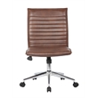 Scranton & Co Ribbed Vinyl Armless Task Chair with Chrome Base in Brown