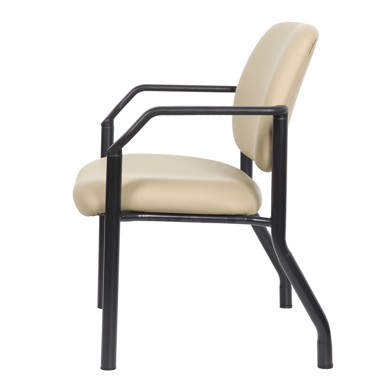 Scranton & Co Vinyl Guest Armchair with 500 lb. Weight Capacity in Beige
