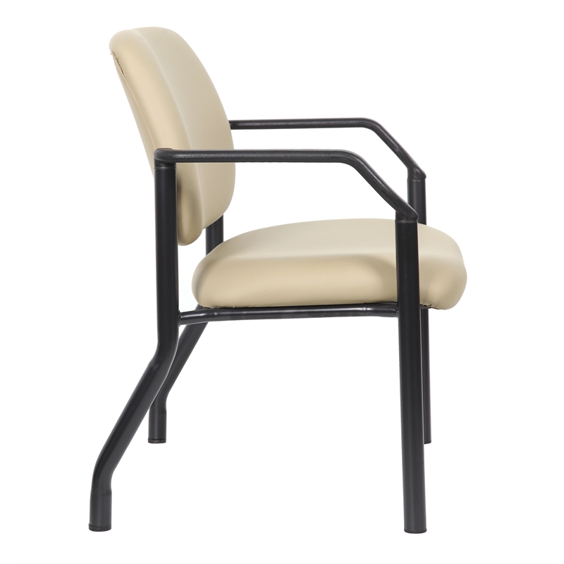 Scranton & Co Vinyl Guest Armchair with 500 lb. Weight Capacity in Beige