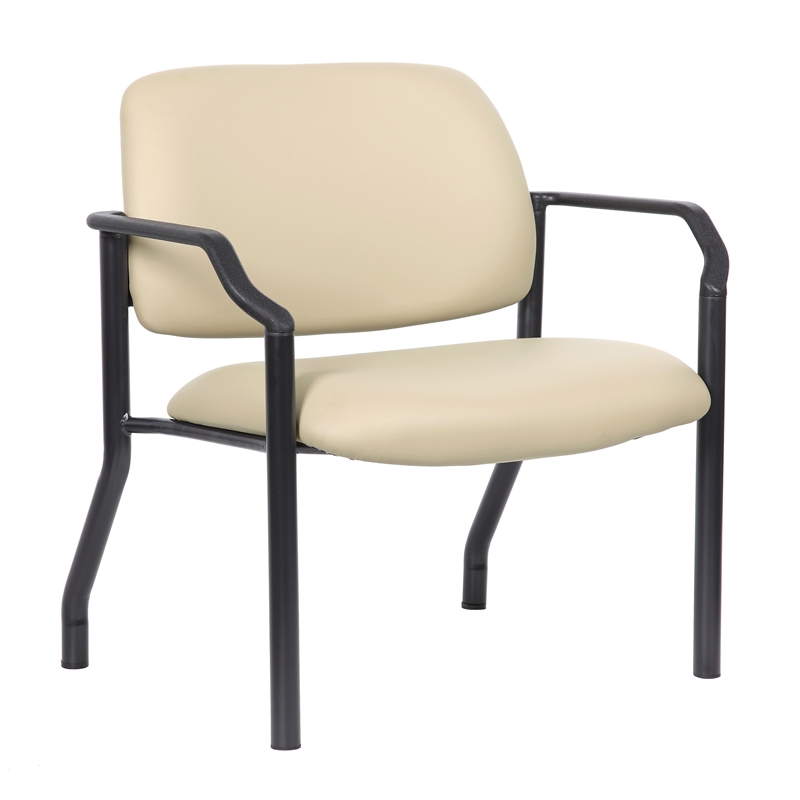 Scranton & Co Vinyl Guest Armchair with 500 lb. Weight Capacity in Beige