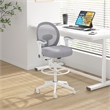 Scranton & Co Mesh Stool with Flip Arms and White Footring in Gray and White