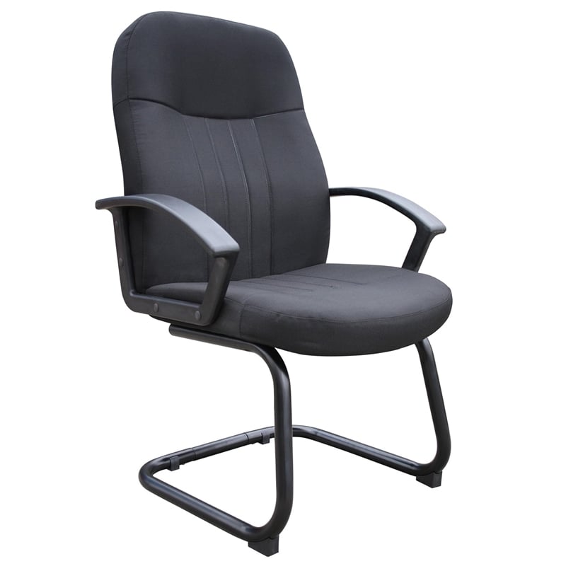 Scranton & Co Mid-Back Fabric Guest Chair with Lumbar Support in Black
