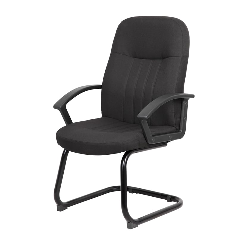 Scranton & Co Mid-Back Fabric Guest Chair with Lumbar Support in Black