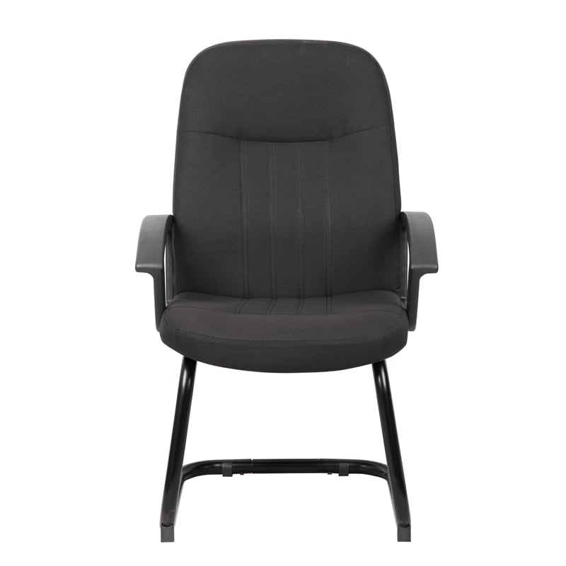 Scranton & Co Mid-Back Fabric Guest Chair with Lumbar Support in Black