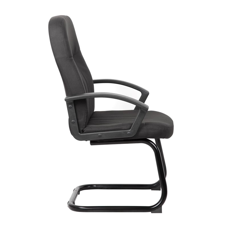 Scranton & Co Mid-Back Fabric Guest Chair with Lumbar Support in Black