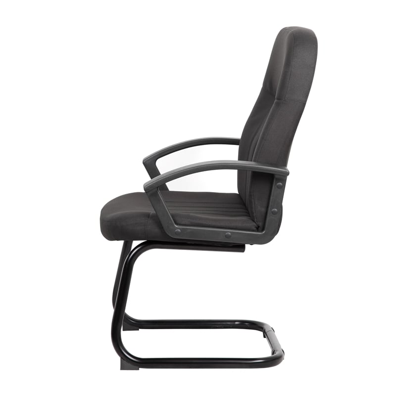 Scranton & Co Mid-Back Fabric Guest Chair with Lumbar Support in Black