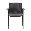 Scranton & Co Stackable Mesh Back Vinyl Guest Chair with Arms in Black