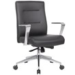 Scranton & Co Vinyl Conference Chair with Aluminum Base & Synchro-Tilt in Black
