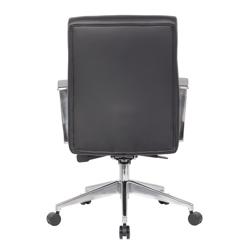 Scranton & Co Vinyl Conference Chair with Aluminum Base & Synchro-Tilt in Black