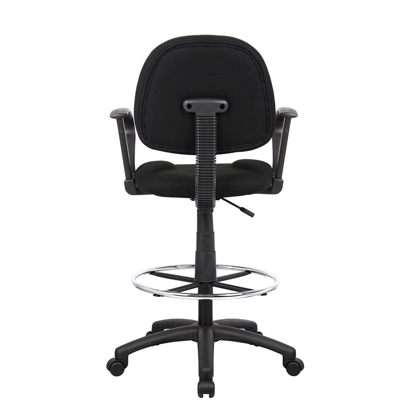 Scranton & Co Contoured Fabric Drafting Stool with Loop Arms in Black