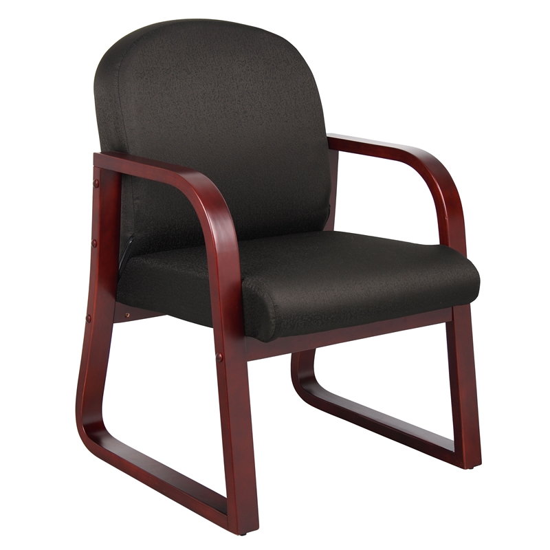 Scranton & Co Mahogany Frame Reception Chair with Thick Cushions in Black
