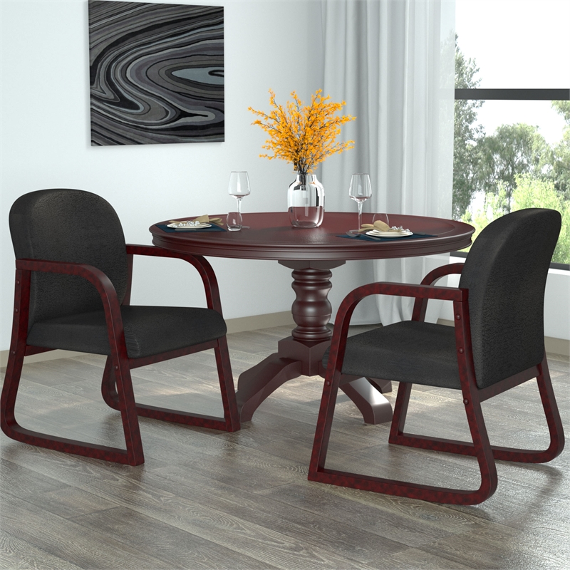 Scranton & Co Mahogany Frame Reception Chair with Thick Cushions in Black