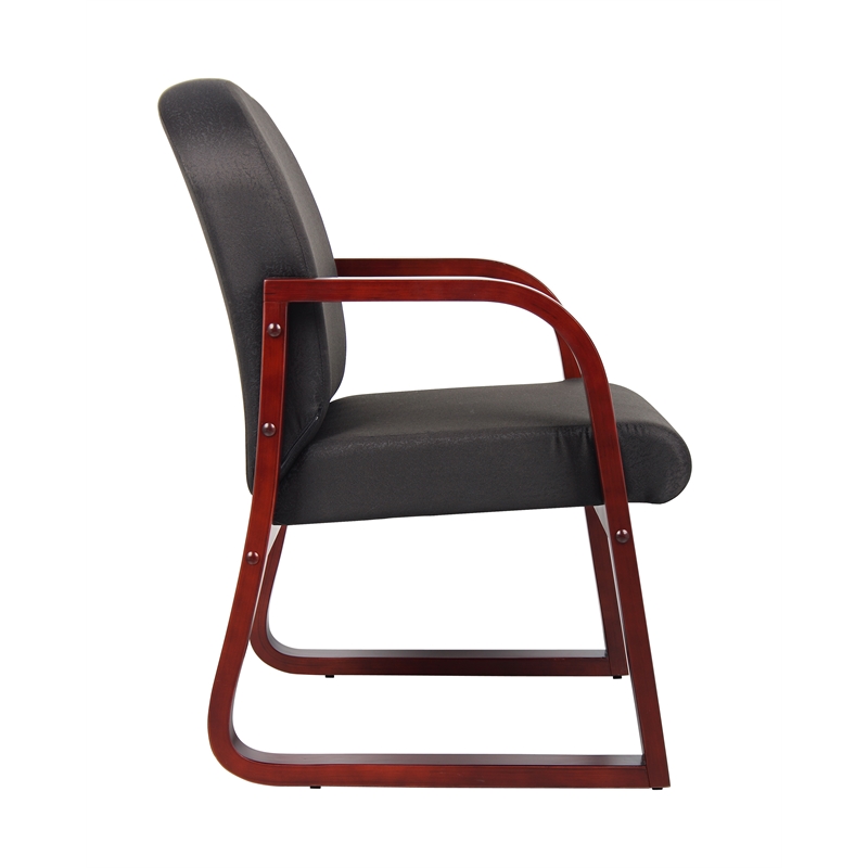 Scranton & Co Mahogany Frame Reception Chair with Thick Cushions in Black