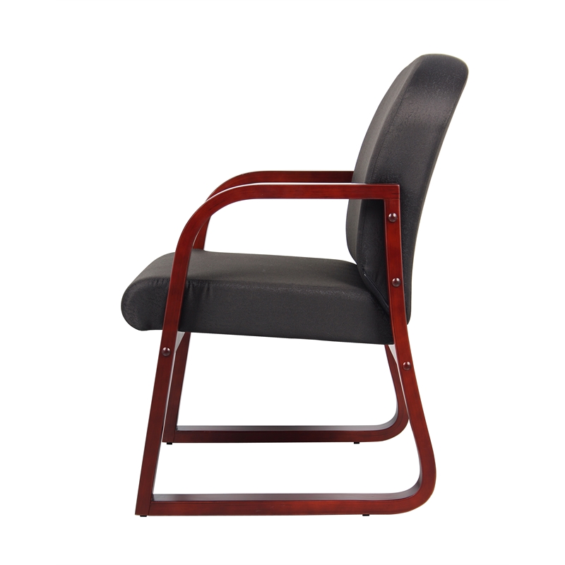 Scranton & Co Mahogany Frame Reception Chair with Thick Cushions in Black