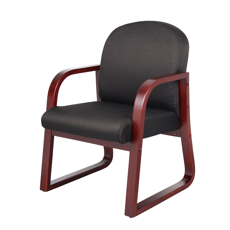 Scranton & Co Mahogany Frame Reception Chair with Thick Cushions in Black