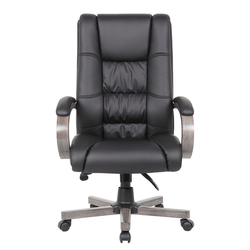 Scranton & Co High Back Executive Chair in Black Upholstery/Grey Wood