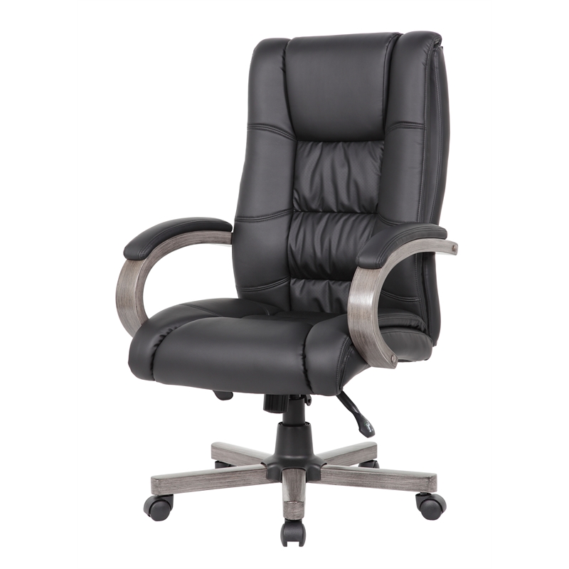 Scranton & Co High Back Executive Chair in Black Upholstery/Grey Wood