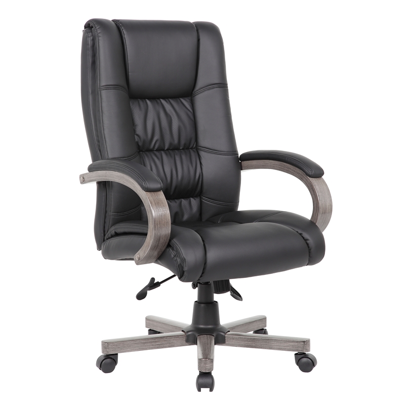 Scranton & Co High Back Executive Chair in Black Upholstery/Grey Wood