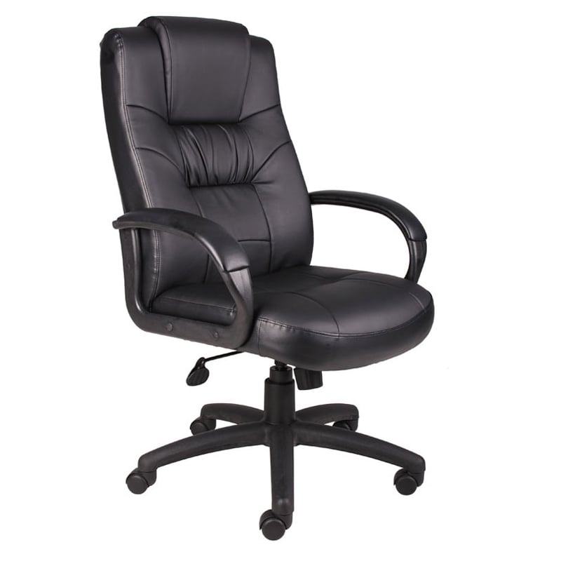 Scranton & Co Executive High Back LeatherPlus Chair with Lumbar Support in Black