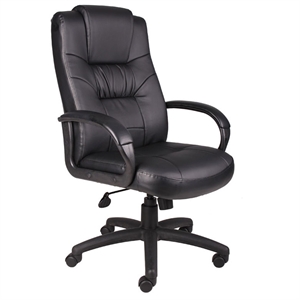Scranton & Co Executive High Back LeatherPlus Chair with Lumbar Support in Black