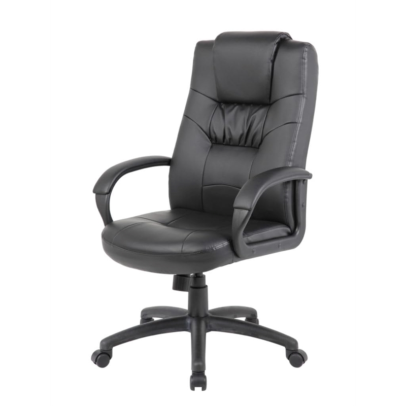 Scranton & Co Executive High Back LeatherPlus Chair with Lumbar Support in Black