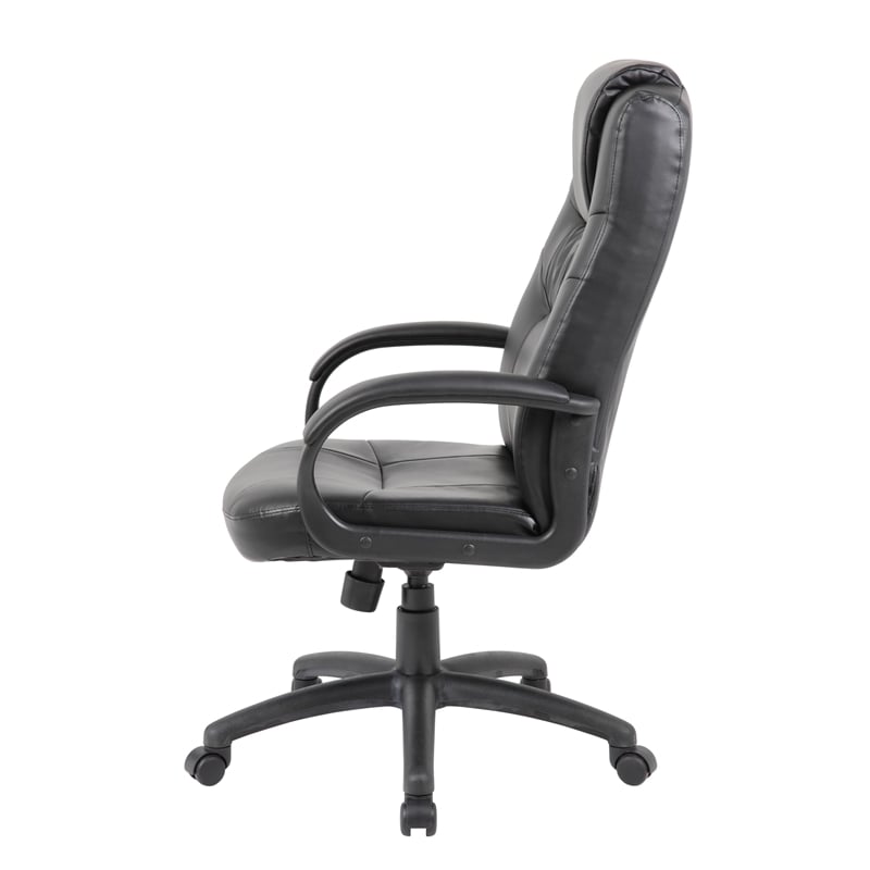 Scranton & Co Executive High Back LeatherPlus Chair with Lumbar Support in Black