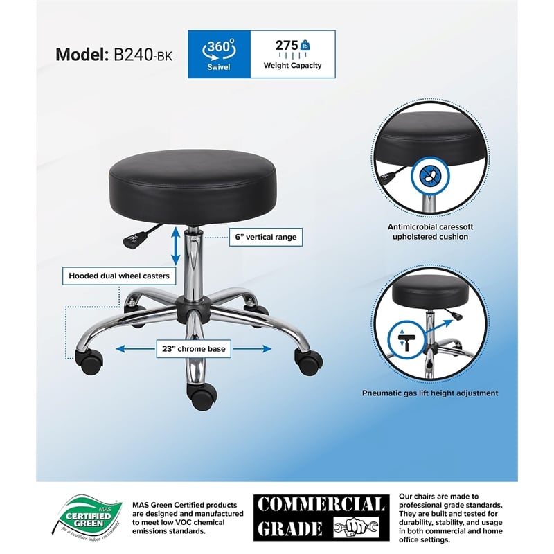 Scranton & Co Vinyl Medical Stool with Chrome Base and 6
