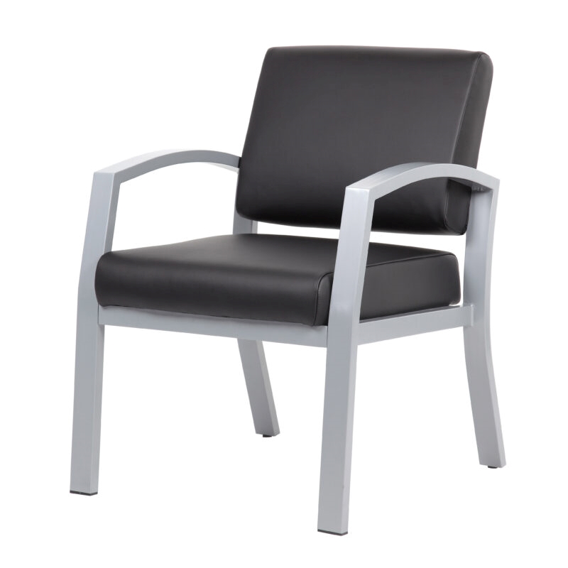 Scranton & Co Guest Chair with Microbial Vinyl & 300 lb. Capacity in Black