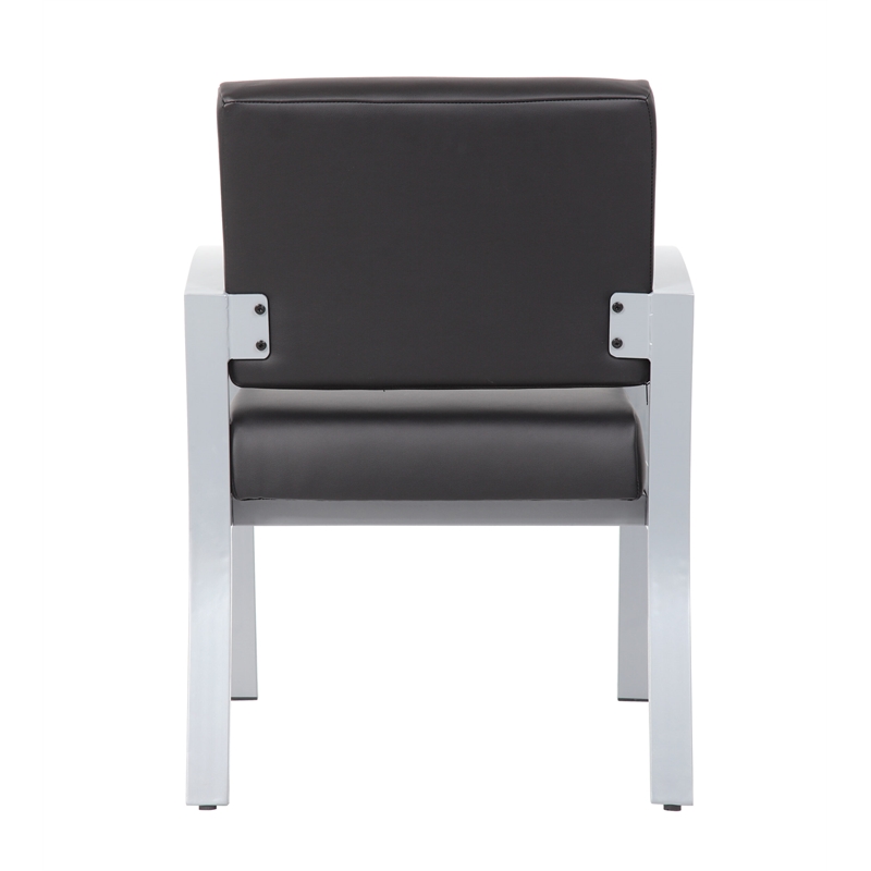 Scranton & Co Guest Chair with Microbial Vinyl & 300 lb. Capacity in Black