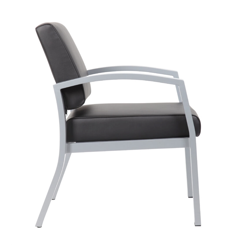 Scranton & Co Guest Chair with Microbial Vinyl & 300 lb. Capacity in Black