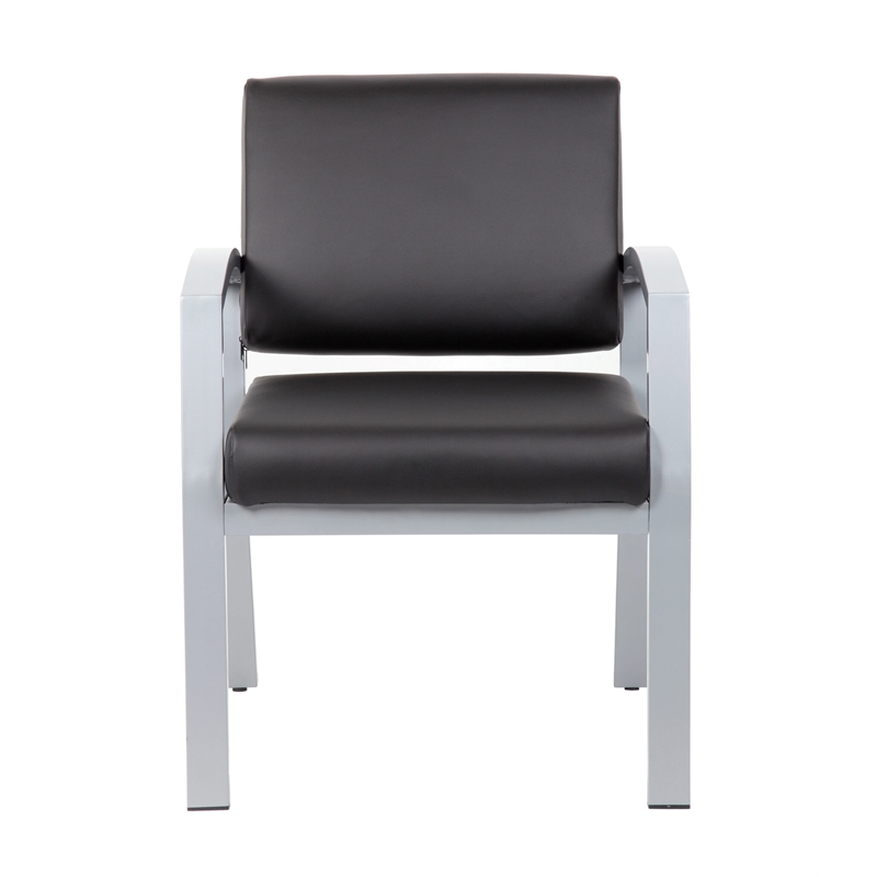 Scranton & Co Guest Chair with Microbial Vinyl & 300 lb. Capacity in Black