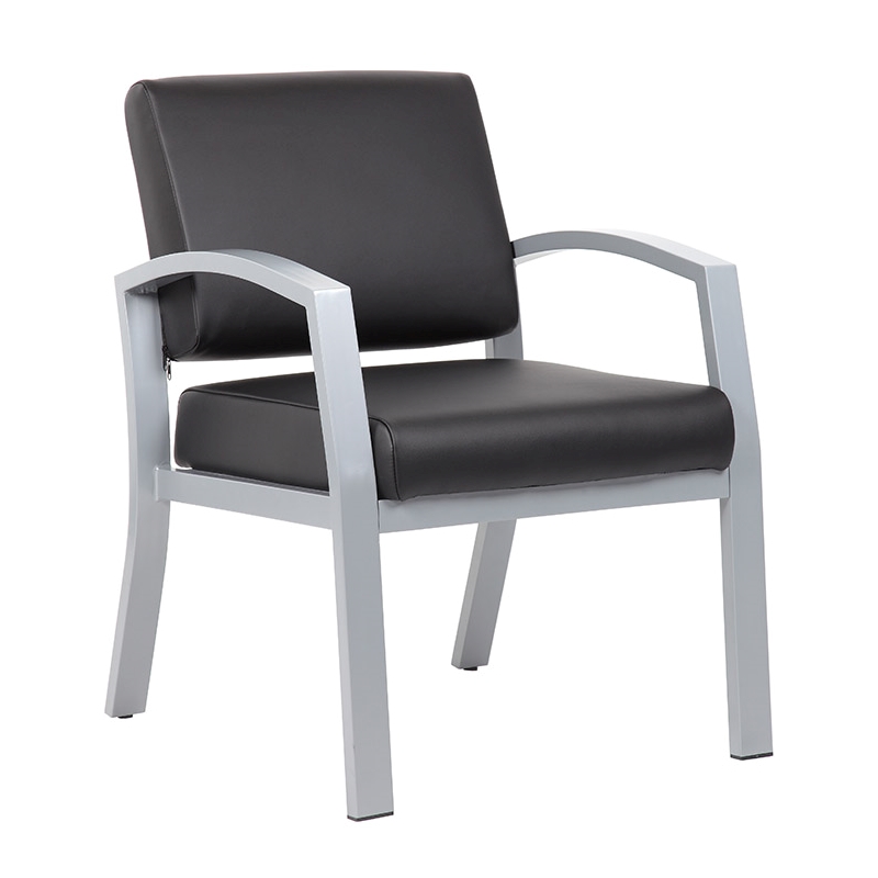 Scranton & Co Guest Chair with Microbial Vinyl & 300 lb. Capacity in Black