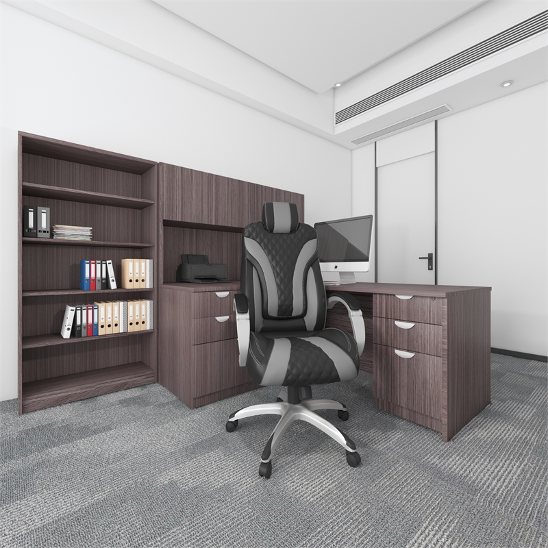 Scranton & Co Vinyl Executive Chair with Synchro-Tilt & Hinged Arms - Black/Gray