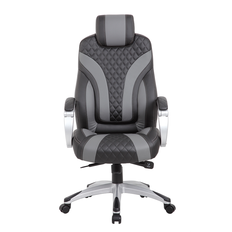 Scranton & Co Vinyl Executive Chair with Synchro-Tilt & Hinged Arms - Black/Gray