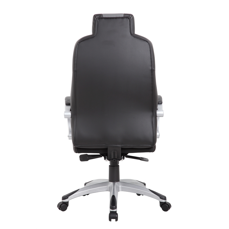 Scranton & Co Vinyl Executive Chair with Synchro-Tilt & Hinged Arms - Black/Gray