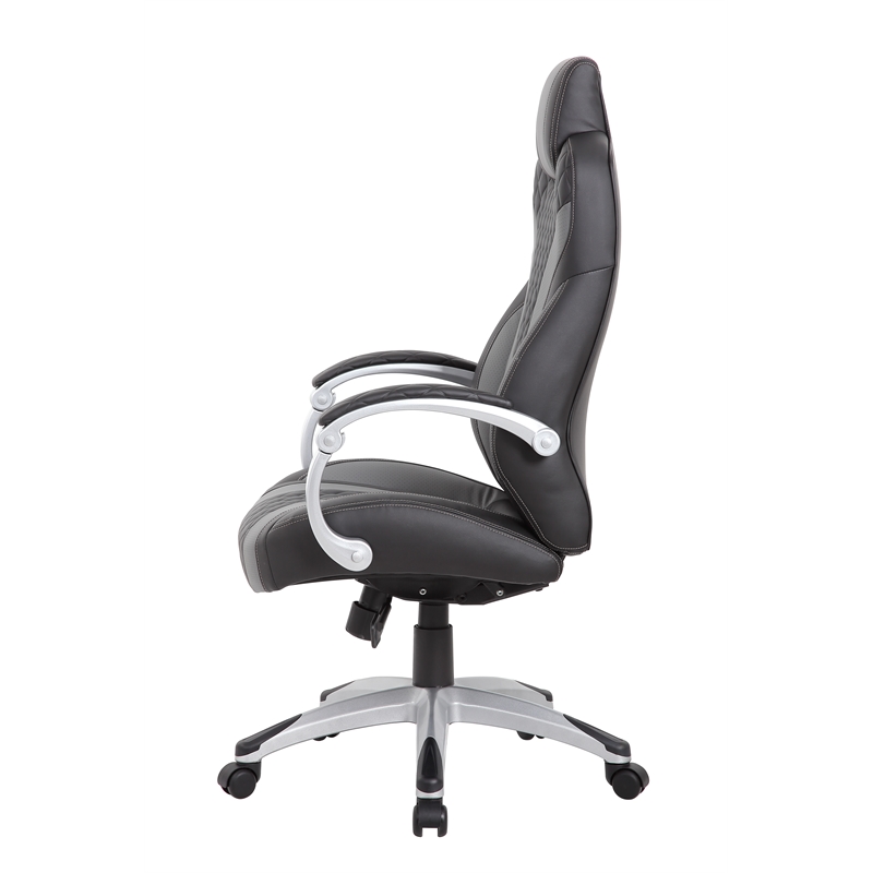 Scranton & Co Vinyl Executive Chair with Synchro-Tilt & Hinged Arms - Black/Gray