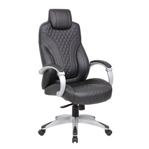 Scranton & Co Vinyl Executive Chair with Synchro-Tilt & Hinged Arms - Black/Gray