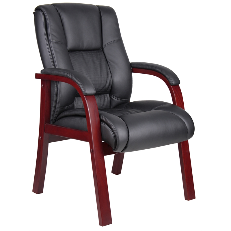 Scranton & Co Mid Back CaressoftPlus Guest Chair with Mahogany Wood Finish