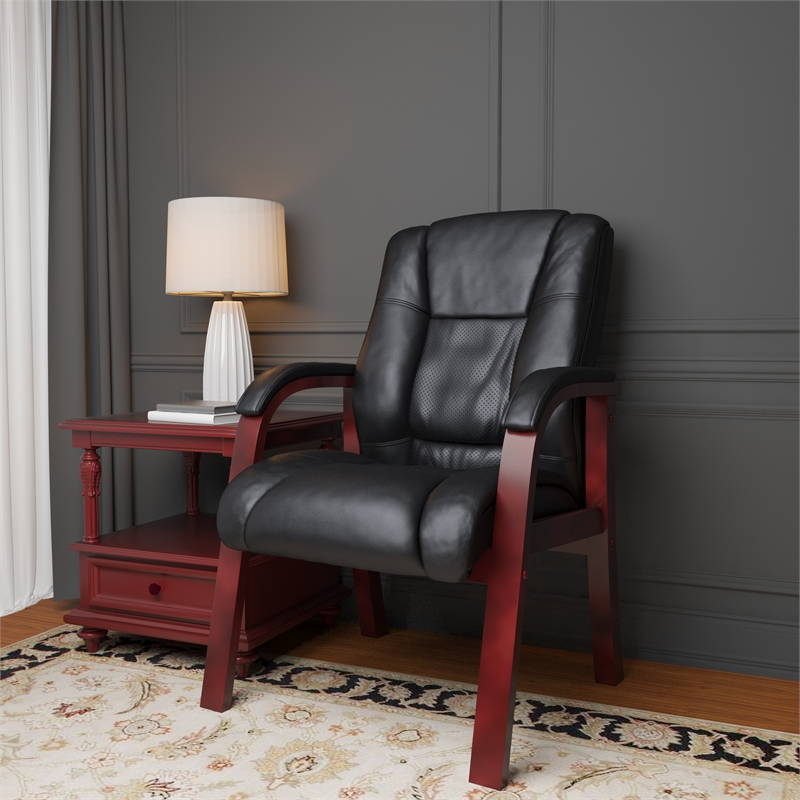 Scranton & Co Mid Back CaressoftPlus Guest Chair with Mahogany Wood Finish