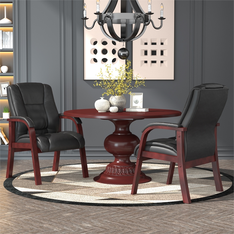 Scranton & Co Mid Back CaressoftPlus Guest Chair with Mahogany Wood Finish